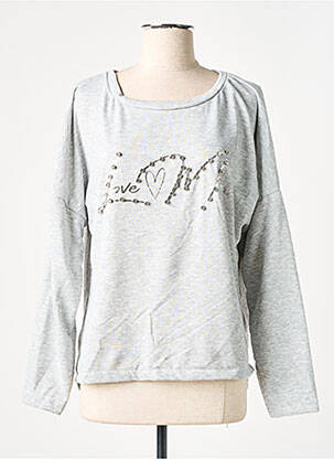 Sweat-shirt manches longues manches longues gris MADE IN ITALY femme