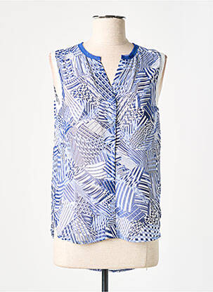 Top imprimé fantaisie sans manche bleu LUCY & CO femme