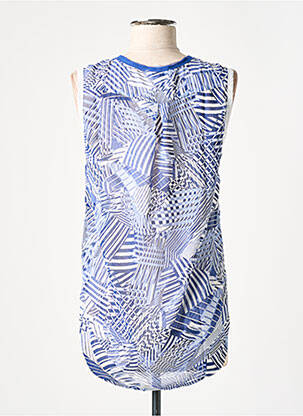 Top imprimé fantaisie sans manche bleu LUCY & CO femme