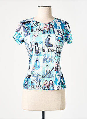 T-shirt imprimé fantaisie manches courtes bleu GUESS femme