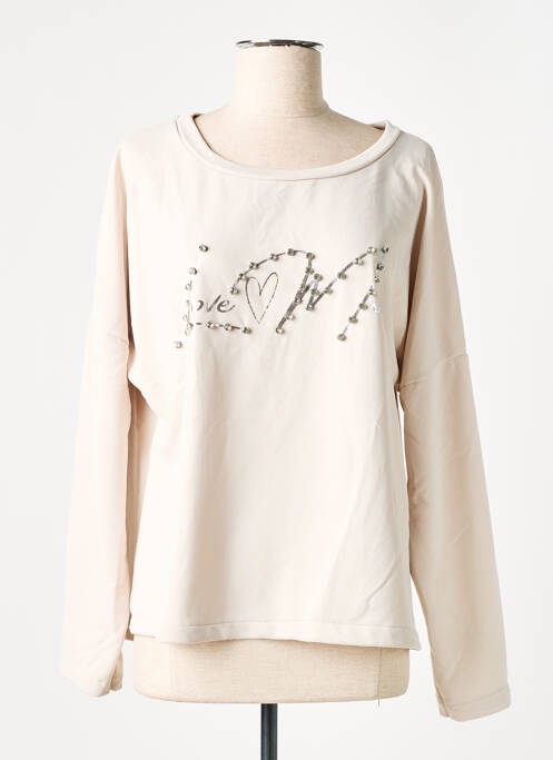 Sweat-shirt beige MADE IN ITALY pour femme