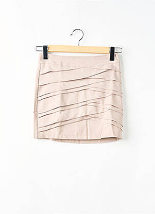 Jupe courte taille à pinces beige LUCY PARIS femme
