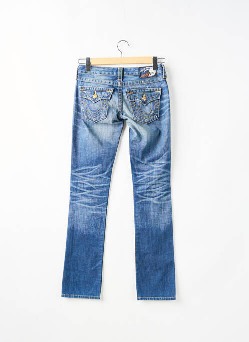 Jeans coupe droite effet usé délavé taille basse bleu TRUE RELIGION femme