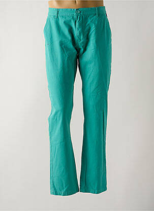 Pantalon chino fermeture zippée sous rabat boutonné bleu TORRENTE femme