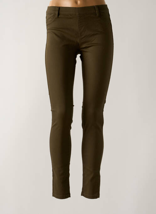 Pantalon slim taille élastique vert CAMAIEU femme