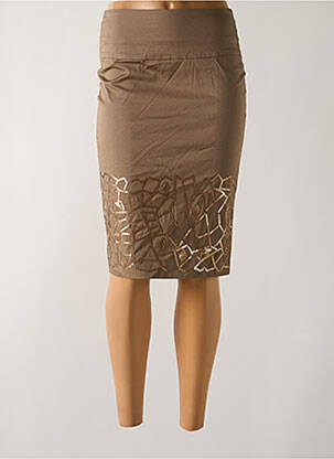 Jupe mi-longue taille normale marron LUCY & CO femme