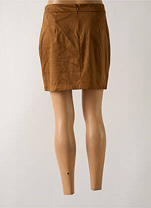 Jupe courte fermeture zippée au dos marron CAMAIEU femme