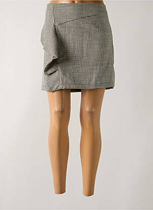 Jupe courte fermeture zippée au dos gris CAMAIEU femme