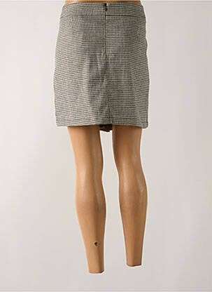 Jupe courte fermeture zippée au dos gris CAMAIEU femme