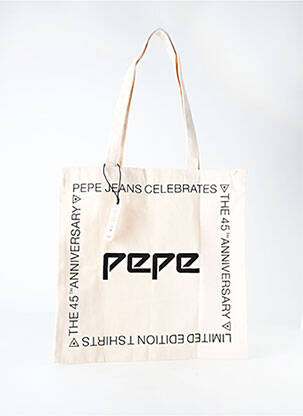 Sac poignée 2 anses de portée forme cabas beige PEPE JEANS femme