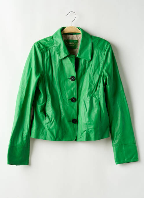 Veste en cuir poches vert OAKWOOD femme