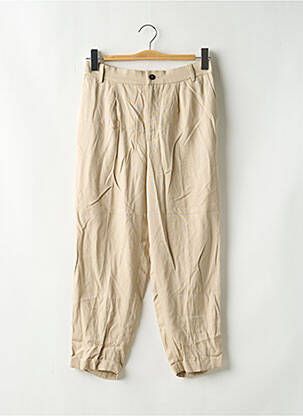 Pantalon 7/8 taille haute taille haute beige ZARA femme
