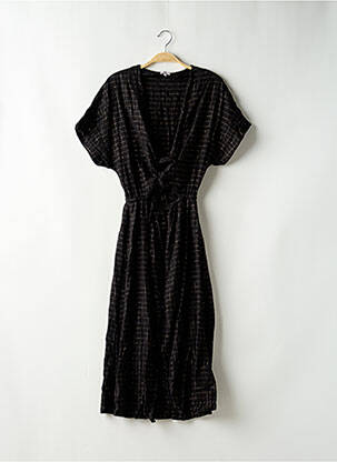 Robe longue manches courtes manches courtes noir MONOPRIX femme