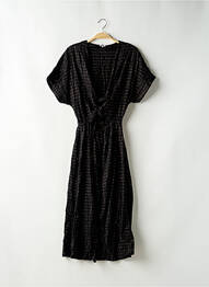 Robe longue manches courtes manches courtes noir MONOPRIX femme