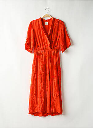 Robe mi-longue manches courtes manches courtes orange DES PETITS HAUTS femme
