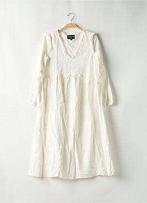 Robe mi-longue coupe évasée manches longues blanc NOT MADAME femme