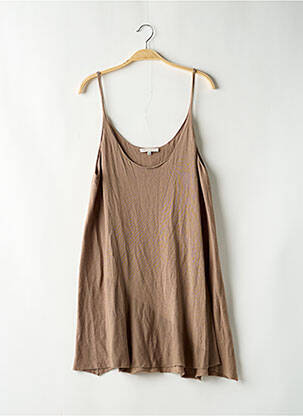 Robe pull col rond fines bretelles marron MAJE femme