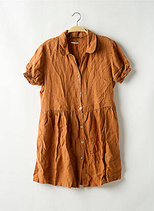 Robe courte manches courtes manches courtes marron ZARA femme