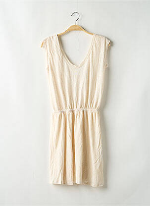 Robe mi-longue coupe évasée manches courtes beige ZARA femme