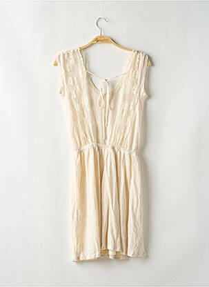 Robe mi-longue manches courtes manches courtes beige ZARA femme