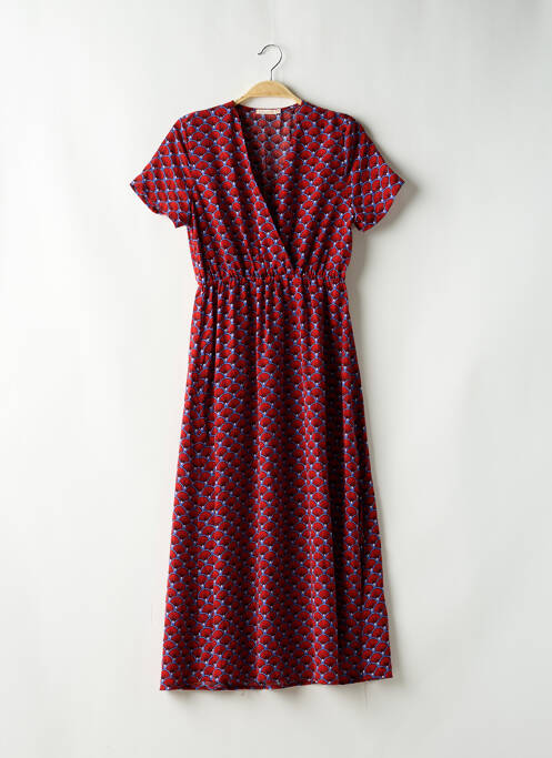 Robe longue imprimé fantaisie manches courtes rouge LILI & LALA femme