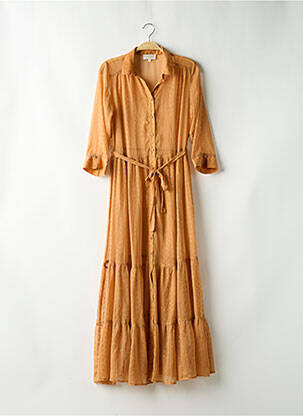 Robe longue coupe évasée manches 3/4 beige GRACE & MILA femme