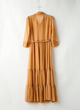 Robe longue coupe évasée manches 3/4 beige GRACE & MILA femme
