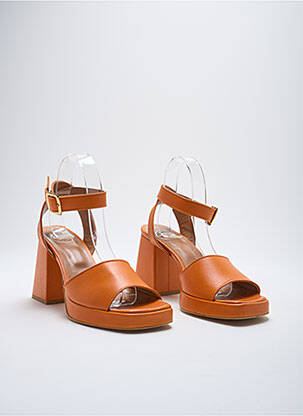 Sandales/nu pieds matière lisse talon de 7 à 9cm orange SARENZA femme