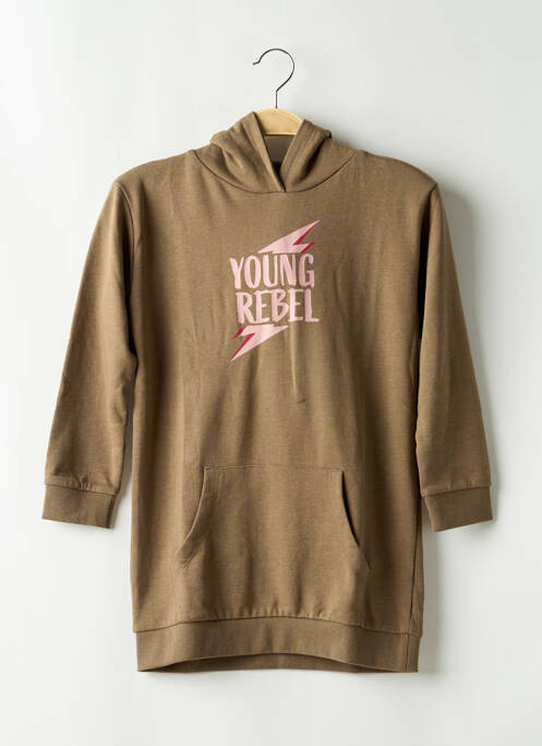 Sweat-shirt à capuche poches manches longues vert BASIC NEEDS BY NAME IT fille