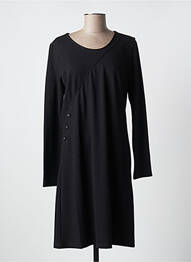 Robe mi-longue imprimé fantaisie manches longues noir THALASSA femme