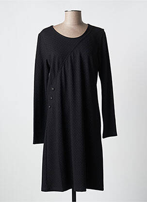 Robe mi-longue imprimé fantaisie manches longues noir THALASSA femme