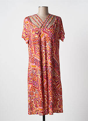 Robe mi-longue manches courtes manches courtes orange MASSANA femme