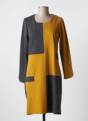 Robe mi-longue manches longues manches longues gris FRANCE RIVOIRE femme