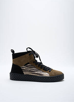 Baskets nubuck talon plat jusqu'à 3cm vert REGARD femme