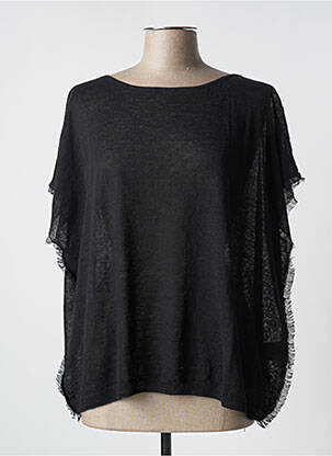 Pull maille souple et aérée manches courtes noir GRAN SASSO femme