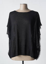 Pull maille souple et aérée manches courtes noir GRAN SASSO femme