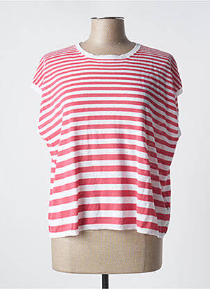 Pull maille souple et aérée manches courtes rouge ROSSO 35 femme