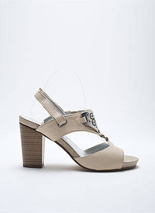 Sandales/nu pieds matière lisse talon de 7 à 9cm beige MADISON femme
