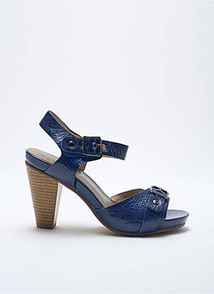 Sandales/nu pieds tissage satiné talon de 7 à 9cm bleu MADISON femme