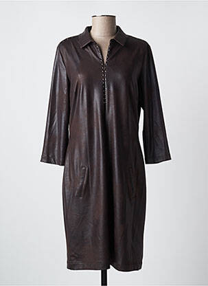 Robe mi-longue manches 3/4 manches 3/4 marron EVA KAYAN femme