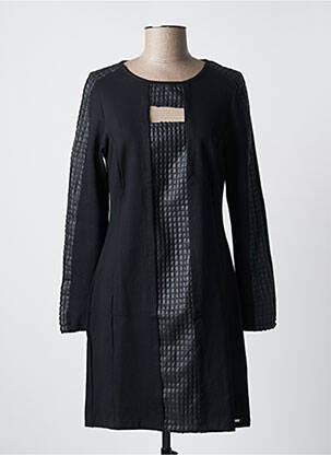 Robe mi-longue manches longues manches longues noir MALOKA femme