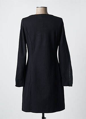Robe mi-longue manches longues manches longues noir MALOKA femme