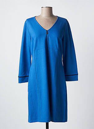 Robe mi-longue manches longues manches longues bleu MALOKA femme