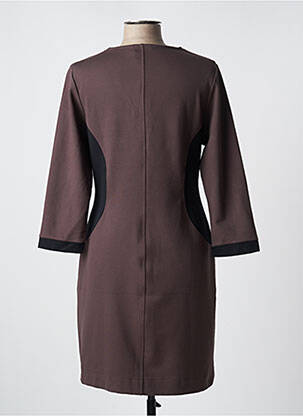 Robe mi-longue manches longues manches longues marron MALOKA femme