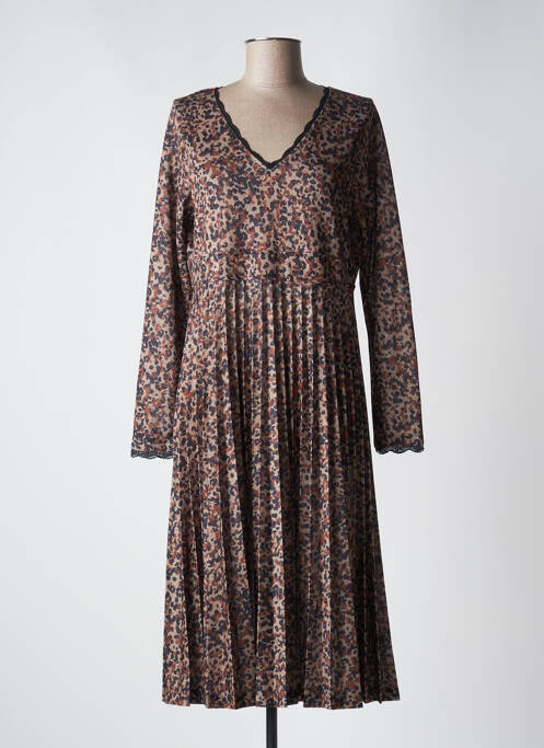 Robe mi-longue marron MALOKA pour femme