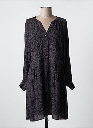 Robe mi-longue coupe fluide manches longues gris YAYA femme