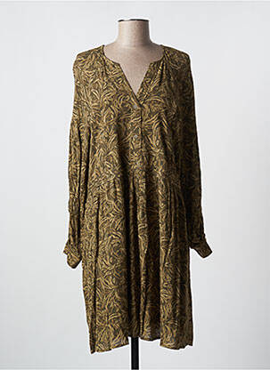 Robe mi-longue coupe fluide manches longues vert YAYA femme