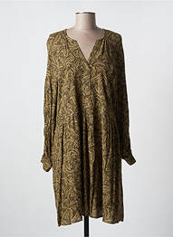 Robe mi-longue coupe fluide manches longues vert YAYA femme
