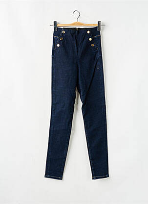 Jeans skinny tissage brut taille haute bleu GUESS femme