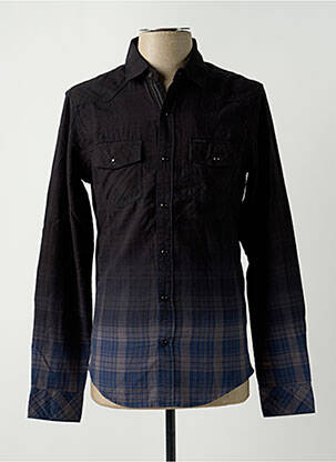 Chemise manches longues imprimé écossais noir SALSA homme